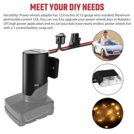 Power Wheel Adapter with Fuse&Switch, Secure Battery Adapter for 12V M12 Lithium Battery, with 12 Gauge Wire, Good Power Convertor for DIY Ride On Truck, Robotics, RC Toys and Work Light, 2 Pack