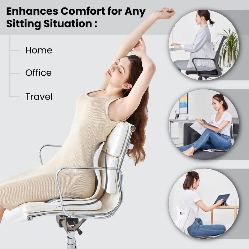 MayaFit Ergonomic Lumbar Support Cushion, Grey, 460mm x 440mm x