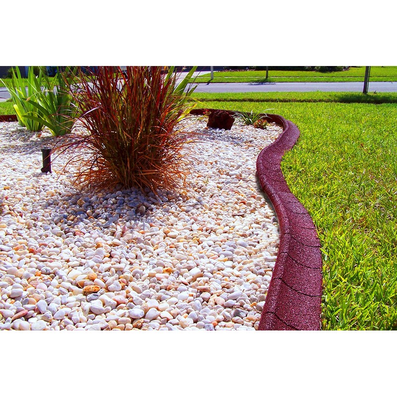 EcoBorder EarthCurb Red Recycled Rubber 4ft Lawn Edging (4pc Box)
