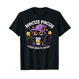 Hocus Pocus I Need Coffee to Focus Funny Kitten T-Shirt
