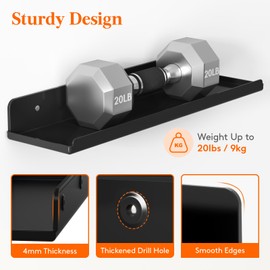 Lifewit Floating Shelves for Wall, 6 Pack Black Acrylic Shelf 15" Room Decor for Bookcase/Vinyl Record Display/Photo/Picture in Bedroom, Living Room, Bathroom, Kitchen Storage and Organization