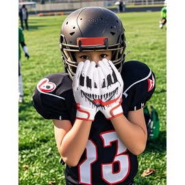 Pixel Panda Youth Football Gloves for Boys Girls Flag Football Gloves for Kids 8-12 with Super Sticky Grip, Cool Receiver Glove Best Gift for Youth Kids 6-8