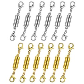 12 Pack Magnetic Necklace Clasps and Closures Necklace Jewelry Extender with Strong Magnet Magnetic Gold and Silver Plating Gift Stainless Steel Charm:_Regular