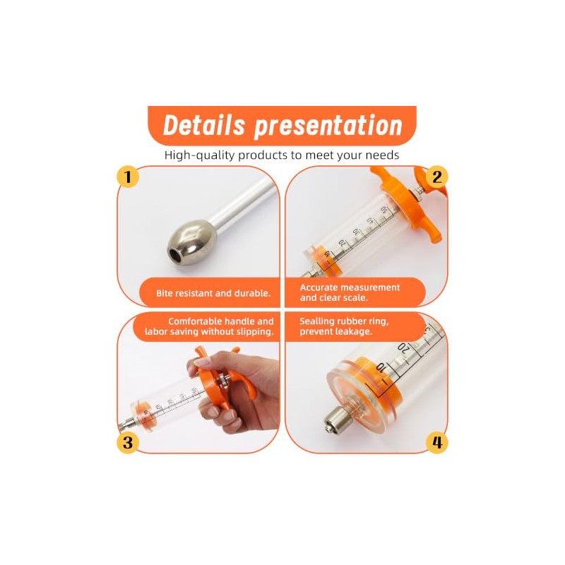 2 jeringas de cabra reutilizables ajustables para cabra con 2