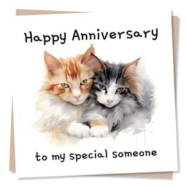 Cute Cats Happy Anniversary Card - To My Special Someone - Kitten Card For Husband From Wife or For Wife From Husband, Girlfriend, Boyfriend - Made in UK