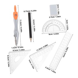 Operitacx 10st Set Mit Lineal Und Zirkel Kompass Geometrie Zurück Zu Schulmaterial Dreieckslineal Mathe-zeichensatz Bleistiftspitzer Mathe-Geometrie-kit Bleistift Zeichnen Zinklegierung