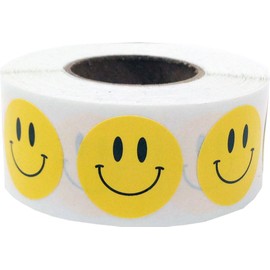 Yellow Happy Face Labels 0.75 Inch 500 Total Adhesive Stickers