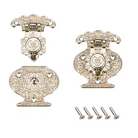 uxcell 2 Sets Wood Case Chest Box Rectangle Clasp Closure Hasp Latches Silver Tone 47 x 38mm