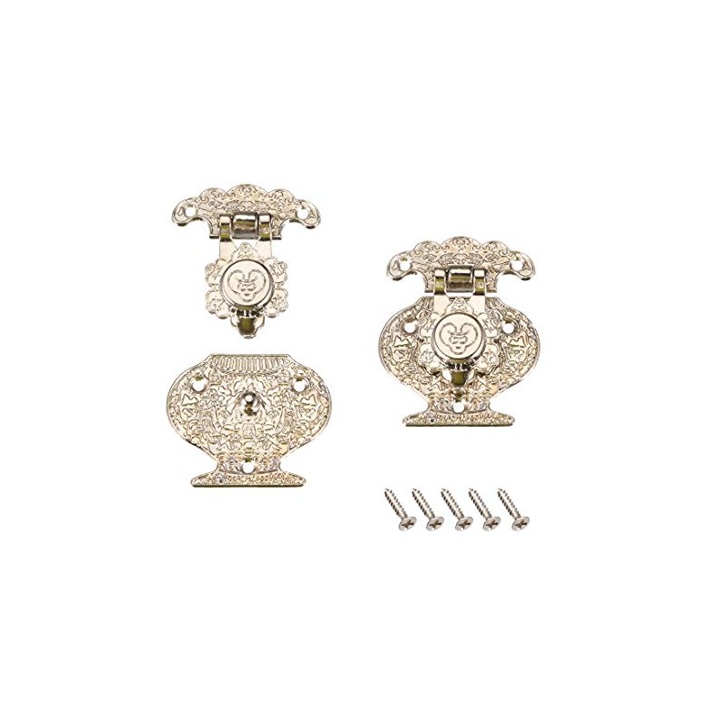 uxcell 2 Sets Wood Case Chest Box Rectangle Clasp Closure