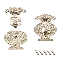 uxcell 2 Sets Wood Case Chest Box Rectangle Clasp Closure Hasp Latches Silver Tone 47 x 38mm