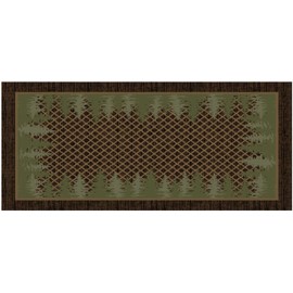 Cozy Cabin Pine Tree Trellis Non Slip Rug 20"x34"