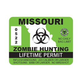 RDW Missouri Zombie Hunting Permit Sticker Premium Decal Die Cut Outbreak Response Team