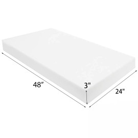 EM Foam 24"x48" High Density Upholstery Foam Sheet Seat Cushion 1 in to 3 in Thickness - 3 Inch, Soft