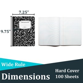 ENVO Composition Notebooks, Wide Ruled Composition Notebook, Black Marble Covers Composition Notebook, 100 sheets, Bulk (48, Wide Ruled)