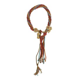 Ieron Vintage Bracelet,Unique Handmade Tibetan Bracelet Bangle Charming Handcrafted Tibetan with Pendant Fringe Hand Strings Adornment,Adjustable Cord Bracelet,Red Yellow
