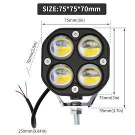 Luces de cápsula LED de conducción, antiniebla, ámbar/amarillo blanco de doble color, 2 piezas de 40 W de 7.6 cm, luces LED auxiliares de trabajo, para motocicleta/camión/coche/SUV/ATV/barco/tractor