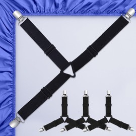 Fogcosy 4 Pcs Bed Sheet Clips, Triangle Bed Sheet Holder Corner Straps, Adjustable Bed Sheet Grippers, Sheet Holders Straps for Mattress for Bedding, Mattress Covers, Bed Sheets, Sofa Cushion