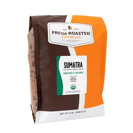 Fresh Roasted Coffee, Organic Sumatra | 100% Single Origin, USDA Organic, Kosher | Medium Roast 5 lb (80 oz) Whole Bean