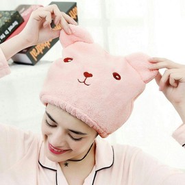 bear towel head hair dry microfiber towel pink 3ea