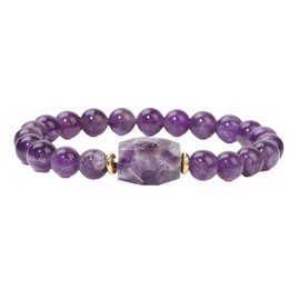 CHTRYTOM Crystal Bracelets 8mm Gmestone Beaded Bracelets for Women(amethyst)