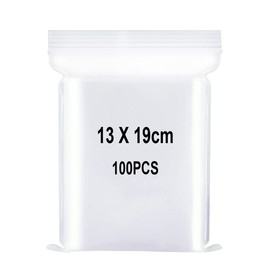 Ziplock Bags, Lockable Plastic Bags, Large Zip Bags, Resealable Plastic Bags, Applicable Kitchen Storage, Storage of Office Supplies etc. 13 x 19 cm, Pack of 100