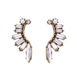 ZARD Gatsby Style Vintage Crystal Ear Cuff  Earrings in Bronze Tone