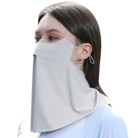 SunHalo Gear Women's sunscreen mask breathable ice silk veil anti-UV face and neck cover suitable for summer outdoor sports (Gray)