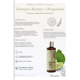Shampoo Biotina  Bergamota y Mascarilla Biotina  cido Hialurnico, Set de Cuidado Capilar, Aromaterapia, Restaura Cabello Seco y Maltratado            