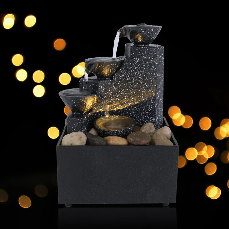 Zeafree Home Office Desktop Small Fountain Lucky Flowing Water Ornaments