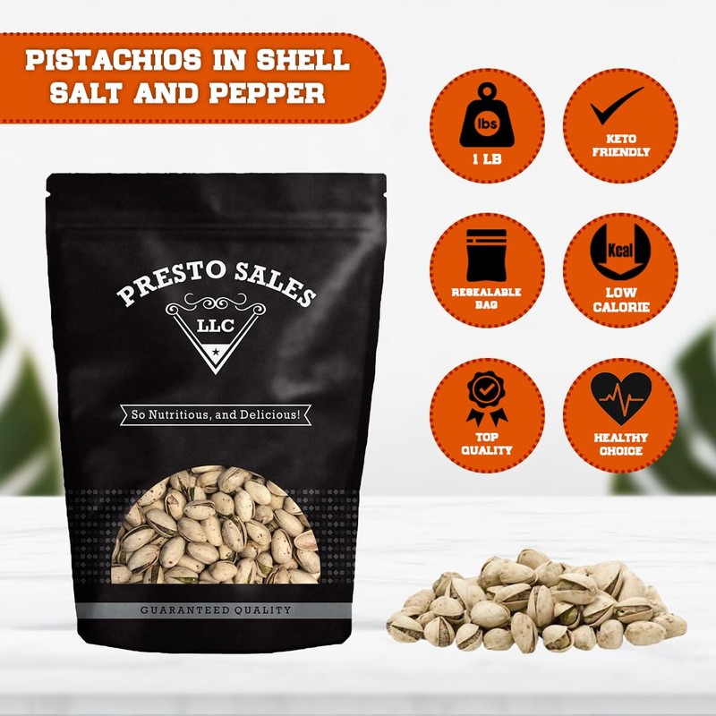 Presto Sales In Shell Pistachios Salt and Pepper 16 oz.