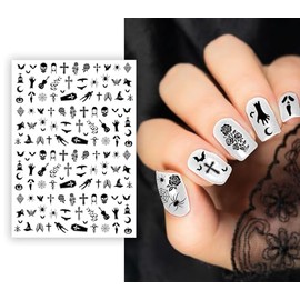 FIESTAS GUIRCA | Halloween Nail Stickers Party Supply - Adult Women - Black