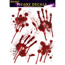 2XHalloween Bloody Hands Window Stickers - Bloody Designs Hand Prints with Blood Splatter
