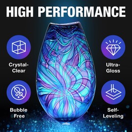 JTDO Epoxy Resin - 128OZ Crystal Clear, Self-Leveling, Bubbles Free, UV Resistant, Epoxy Resin Kit for DIY Art, Jewelry, Table, Countertop, 1:1 Mix (1 Gallon)