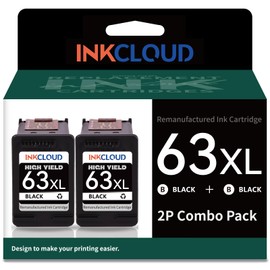 INKCLOUD Compatible Black Ink Cartridges Replacement for HP 63XL for HP 3830 5255 5258 4520 4512 4513 45161112 1110 3630 3632