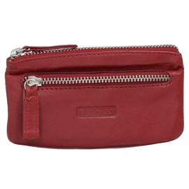 Leather Key Case Key Case Key Folder Key Bag with Zip Compartment Various Colours, red, Modern