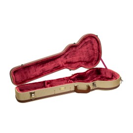 Crossrock Master Series-Wooden Les Paul Electric Guitar Case-Security Lock - Fabric Tweed