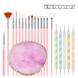 Juego de herramientas de arte de uñas HomTop de 22 piezas, paleta de arte de uñas de resina, herramientas de pincel de grabado de silicona acrílica de