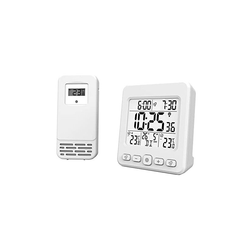 Miraval LCD Wireless Weather Station with Outdoor Sensor, Alarm Clock,