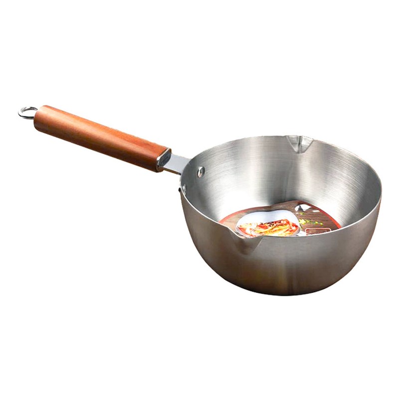 Milk Warmer Pot Stainless Steel Prevent Sticking Wooden Handle Thickened