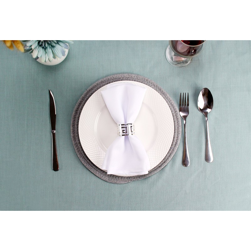 GEFEII Kitchen 54 inch Square Tablecloth Solid Polyester White Tablecloths