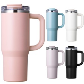 Homealexa Insulated Tumbler 900ml/30oz 304 Stainless Steel, Double Wall Vacuum Design with Leak-Proof Lid and Straw, Perfect for Cold & Iced Beverages Pink
