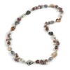 Avalaya Antique White/Grey/Brown Shell and Glass Beads Long Necklace in