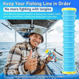 Dreyoo 3 Pcs Fishing Line Storage Holders Organizer with 12 Line Slots Keep Your Fishing Lines Entanglement Free Fishing Line Spooler Winder Fishing Line Hook Leader Keeper with Rigging Spools (Blue)