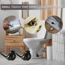Ceramic Bird Toilet Bolt Covers Decorative Toilet Bolt Caps,Set of 2 Toilet Caps for Bottom of Toilet, Toilet Screw Cover Caps for Bolts Bathroom Decor Acessories, Easy Installation (Black)