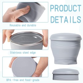 Collapsible Travel Cup,Reusable Collapsible Cup,Bpa Free Silicone Folding Cup With Stainless Steel Rim,180ml Portable Water Cups,For Party Outdoor Camping Travel Hotel - 2 Pcs(Blue,Grey)