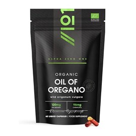 Organic Oregano Oil 120mg – 96mg Carvacrol – Cold-Pressed Wild Oil of Oregano – 60 Vegan Capsules - Resealable and Recyclable Pouch by Alpha01