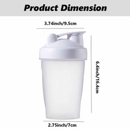 400ml Protein Shaker Bottle Shaker Cups Mixer BPA Free Gym Shaker Bottle Leakproof Mini Water Bottle With Steel Mixing Ball for Fitness Sports and Travel for Men and Women - White