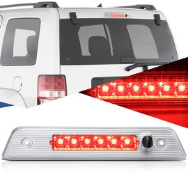 Auto Dynasty Rear Hight Mount Chrome Housing LED 3rd Third Tail Brake Light Lamp Compatible with Jeep Liberty KK 08-12