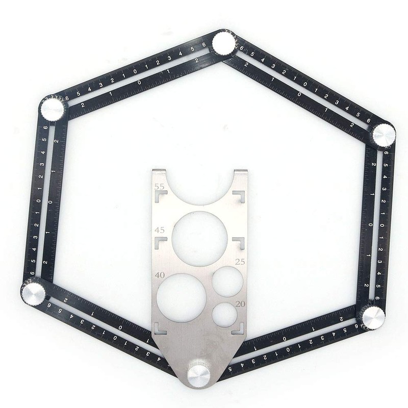 NUZAMAS Aluminum Alloy Multi-Angle Ruler, Angle Luiser Instant Template, Metal