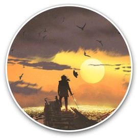 Awesome Vinyl Stickers (Set of 2) 20cm - Pirate Captain Sword Sea Fantasy Fun Decals for Laptops,Tablets,Luggage,Scrap Booking,Fridges #14027